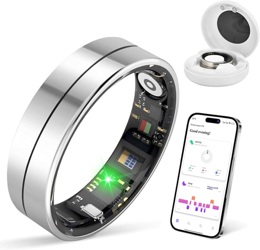 Smart Health Ring X1 Kit-Sleep Tracking Wearable - Heart Rate - Fitness Tracker - up to 5 Days of Battery Life-Ip68 Waterproof-No Subscription Fee for Ios and Android-X# Steel Color (X1-8#)